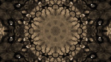 Soyut boya fırça mürekkep patlayabilir formanın düzgün kavramı simetrik desen süs dekoratif Kaleidoscope hareketi geometrik daire ve yıldız şekiller