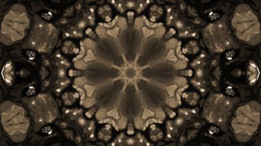 Soyut boya fırça mürekkep patlayabilir formanın düzgün kavramı simetrik desen süs dekoratif Kaleidoscope hareketi geometrik daire ve yıldız şekiller