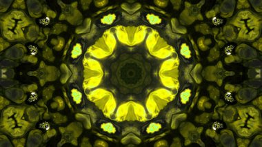 Soyut boya fırça mürekkep patlayabilir formanın düzgün kavramı simetrik desen süs dekoratif Kaleidoscope hareketi geometrik daire ve yıldız şekiller