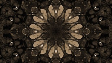 Soyut boya fırça mürekkep patlayabilir formanın düzgün kavramı simetrik desen süs dekoratif Kaleidoscope hareketi geometrik daire ve yıldız şekiller