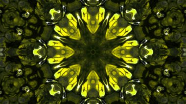 Soyut boya fırça mürekkep patlayabilir formanın düzgün kavramı simetrik desen süs dekoratif Kaleidoscope hareketi geometrik daire ve yıldız şekiller