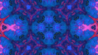 Soyut boya fırça mürekkep patlayabilir formanın düzgün kavramı simetrik desen süs dekoratif Kaleidoscope hareketi geometrik daire ve yıldız şekiller