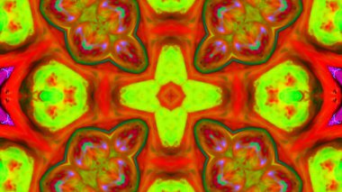 Soyut boya fırça mürekkep patlayabilir formanın düzgün kavramı simetrik desen süs dekoratif Kaleidoscope hareketi geometrik daire ve yıldız şekiller