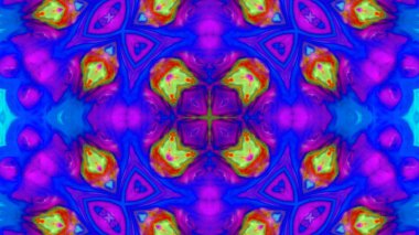 Soyut boya fırça mürekkep patlayabilir formanın düzgün kavramı simetrik desen süs dekoratif Kaleidoscope hareketi geometrik daire ve yıldız şekiller