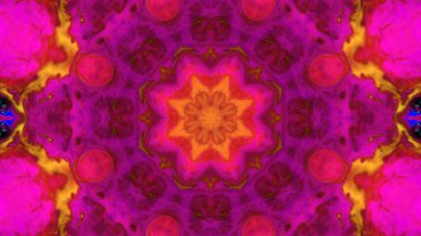 Soyut boya fırça mürekkep patlayabilir formanın düzgün kavramı simetrik desen süs dekoratif Kaleidoscope hareketi geometrik daire ve yıldız şekiller