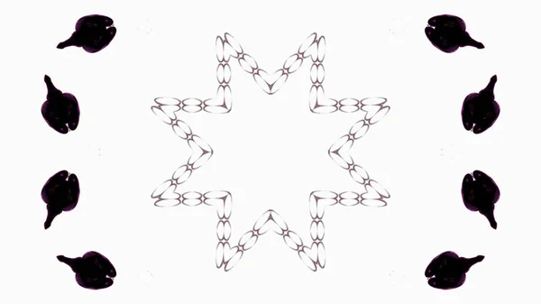 クリエイティブアブストラクト ペイント ブラシ インク爆発広がり滑らかな概念対称パターン装飾装飾的な万華鏡運動幾何学的な円と星の形 — ストック写真