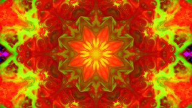 Soyut boya fırça mürekkep patlayabilir formanın düzgün kavramı simetrik desen süs dekoratif Kaleidoscope hareketi geometrik daire ve yıldız şekiller