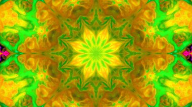 Soyut boya fırça mürekkep patlayabilir formanın düzgün kavramı simetrik desen süs dekoratif Kaleidoscope hareketi geometrik daire ve yıldız şekiller