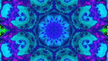 Soyut boya fırça mürekkep patlayabilir formanın düzgün kavramı simetrik desen süs dekoratif Kaleidoscope hareketi geometrik daire ve yıldız şekiller