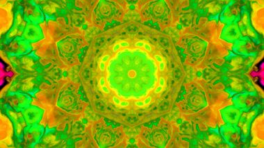 Soyut boya fırça mürekkep patlayabilir formanın düzgün kavramı simetrik desen süs dekoratif Kaleidoscope hareketi geometrik daire ve yıldız şekiller