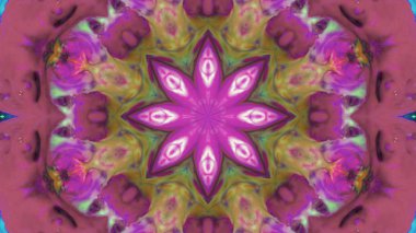 Soyut boya fırça mürekkep patlayabilir formanın düzgün kavramı simetrik desen süs dekoratif Kaleidoscope hareketi geometrik daire ve yıldız şekiller