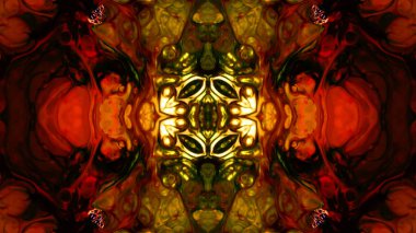 Soyut boya fırça mürekkep patlayabilir formanın düzgün kavramı simetrik desen süs dekoratif Kaleidoscope hareketi geometrik daire ve yıldız şekiller