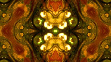 Soyut boya fırça mürekkep patlayabilir formanın düzgün kavramı simetrik desen süs dekoratif Kaleidoscope hareketi geometrik daire ve yıldız şekiller