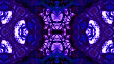 Soyut boya fırça mürekkep patlayabilir formanın düzgün kavramı simetrik desen süs dekoratif Kaleidoscope hareketi geometrik daire ve yıldız şekiller