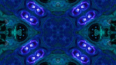 Soyut boya fırça mürekkep patlayabilir formanın düzgün kavramı simetrik desen süs dekoratif Kaleidoscope hareketi geometrik daire ve yıldız şekiller