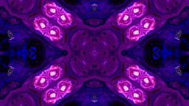 Soyut boya fırça mürekkep patlayabilir formanın düzgün kavramı simetrik desen süs dekoratif Kaleidoscope hareketi geometrik daire ve yıldız şekiller