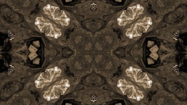 Soyut boya fırça mürekkep patlayabilir formanın düzgün kavramı simetrik desen süs dekoratif Kaleidoscope hareketi geometrik daire ve yıldız şekiller