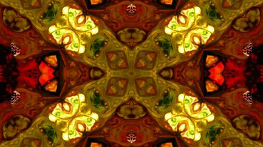 Soyut boya fırça mürekkep patlayabilir formanın düzgün kavramı simetrik desen süs dekoratif Kaleidoscope hareketi geometrik daire ve yıldız şekiller