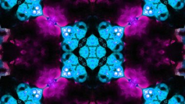 Soyut boya fırça mürekkep patlayabilir formanın düzgün kavramı simetrik desen süs dekoratif Kaleidoscope hareketi geometrik daire ve yıldız şekiller