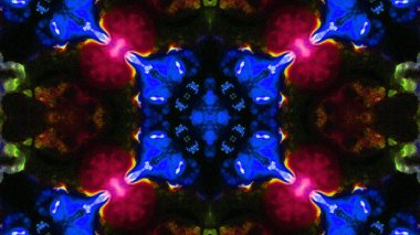 Soyut boya fırça mürekkep patlayabilir formanın düzgün kavramı simetrik desen süs dekoratif Kaleidoscope hareketi geometrik daire ve yıldız şekiller