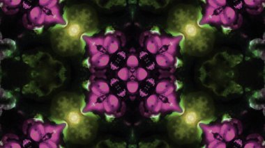 Soyut boya fırça mürekkep patlayabilir formanın düzgün kavramı simetrik desen süs dekoratif Kaleidoscope hareketi geometrik daire ve yıldız şekiller