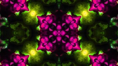 Soyut boya fırça mürekkep patlayabilir formanın düzgün kavramı simetrik desen süs dekoratif Kaleidoscope hareketi geometrik daire ve yıldız şekiller