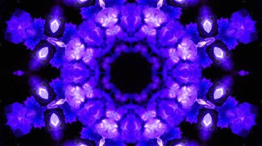 Soyut boya fırça mürekkep patlayabilir formanın düzgün kavramı simetrik desen süs dekoratif Kaleidoscope hareketi geometrik daire ve yıldız şekiller