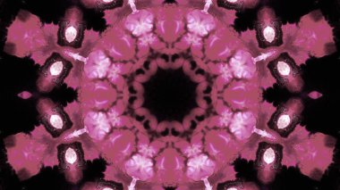 Soyut boya fırça mürekkep patlayabilir formanın düzgün kavramı simetrik desen süs dekoratif Kaleidoscope hareketi geometrik daire ve yıldız şekiller