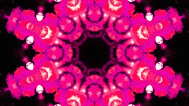 Soyut boya fırça mürekkep patlayabilir formanın düzgün kavramı simetrik desen süs dekoratif Kaleidoscope hareketi geometrik daire ve yıldız şekiller