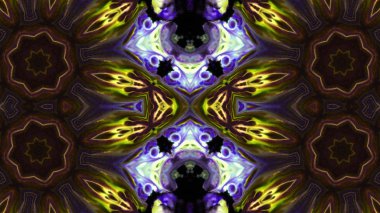 Soyut boya fırça mürekkep patlayabilir formanın düzgün kavramı simetrik desen süs dekoratif Kaleidoscope hareketi geometrik daire ve yıldız şekiller