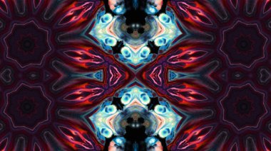 Soyut boya fırça mürekkep patlayabilir formanın düzgün kavramı simetrik desen süs dekoratif Kaleidoscope hareketi geometrik daire ve yıldız şekiller