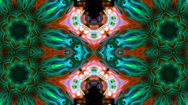 Soyut boya fırça mürekkep patlayabilir formanın düzgün kavramı simetrik desen süs dekoratif Kaleidoscope hareketi geometrik daire ve yıldız şekiller