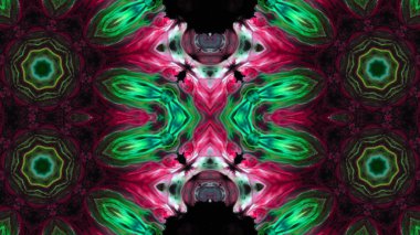 Soyut boya fırça mürekkep patlayabilir formanın düzgün kavramı simetrik desen süs dekoratif Kaleidoscope hareketi geometrik daire ve yıldız şekiller