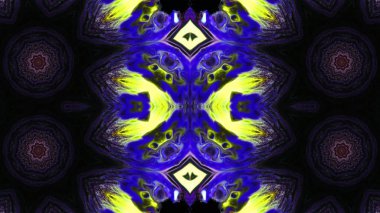 Soyut boya fırça mürekkep patlayabilir formanın düzgün kavramı simetrik desen süs dekoratif Kaleidoscope hareketi geometrik daire ve yıldız şekiller