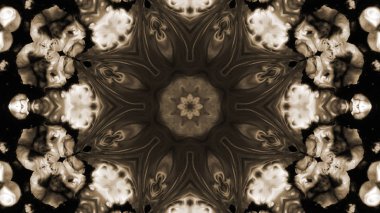 Soyut boya fırça mürekkep patlayabilir formanın düzgün kavramı simetrik desen süs dekoratif Kaleidoscope hareketi geometrik daire ve yıldız şekiller