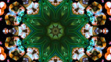 Soyut boya fırça mürekkep patlayabilir formanın düzgün kavramı simetrik desen süs dekoratif Kaleidoscope hareketi geometrik daire ve yıldız şekiller