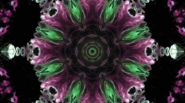 Soyut boya fırça mürekkep patlayabilir formanın düzgün kavramı simetrik desen süs dekoratif Kaleidoscope hareketi geometrik daire ve yıldız şekiller