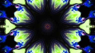 Soyut boya fırça mürekkep patlayabilir formanın düzgün kavramı simetrik desen süs dekoratif Kaleidoscope hareketi geometrik daire ve yıldız şekiller