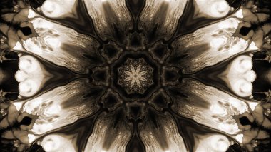 Soyut boya fırça mürekkep patlayabilir formanın düzgün kavramı simetrik desen süs dekoratif Kaleidoscope hareketi geometrik daire ve yıldız şekiller