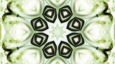 Soyut boya fırça mürekkep patlayabilir formanın düzgün kavramı simetrik desen süs dekoratif Kaleidoscope hareketi geometrik daire ve yıldız şekiller