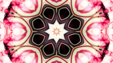 Soyut boya fırça mürekkep patlayabilir formanın düzgün kavramı simetrik desen süs dekoratif Kaleidoscope hareketi geometrik daire ve yıldız şekiller