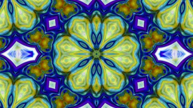 Soyut boya fırça mürekkep patlayabilir formanın düzgün kavramı simetrik desen süs dekoratif Kaleidoscope hareketi geometrik daire ve yıldız şekiller