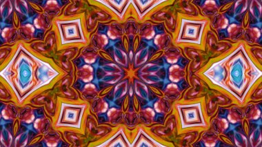 Soyut boya fırça mürekkep patlayabilir formanın düzgün kavramı simetrik desen süs dekoratif Kaleidoscope hareketi geometrik daire ve yıldız şekiller