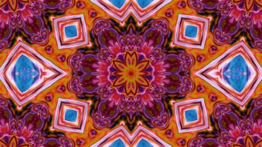 Soyut boya fırça mürekkep patlayabilir formanın düzgün kavramı simetrik desen süs dekoratif Kaleidoscope hareketi geometrik daire ve yıldız şekiller