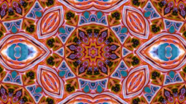 Soyut boya fırça mürekkep patlayabilir formanın düzgün kavramı simetrik desen süs dekoratif Kaleidoscope hareketi geometrik daire ve yıldız şekiller