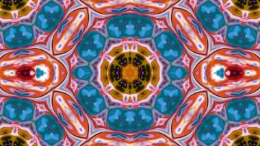 Soyut boya fırça mürekkep patlayabilir formanın düzgün kavramı simetrik desen süs dekoratif Kaleidoscope hareketi geometrik daire ve yıldız şekiller