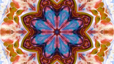 Soyut boya fırça mürekkep patlayabilir formanın düzgün kavramı simetrik desen süs dekoratif Kaleidoscope hareketi geometrik daire ve yıldız şekiller