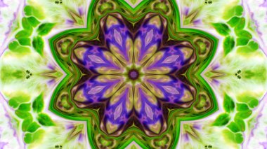 Soyut boya fırça mürekkep patlayabilir formanın düzgün kavramı simetrik desen süs dekoratif Kaleidoscope hareketi geometrik daire ve yıldız şekiller