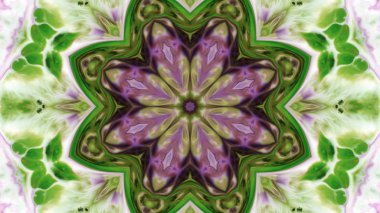 Soyut boya fırça mürekkep patlayabilir formanın düzgün kavramı simetrik desen süs dekoratif Kaleidoscope hareketi geometrik daire ve yıldız şekiller