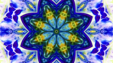 Soyut boya fırça mürekkep patlayabilir formanın düzgün kavramı simetrik desen süs dekoratif Kaleidoscope hareketi geometrik daire ve yıldız şekiller